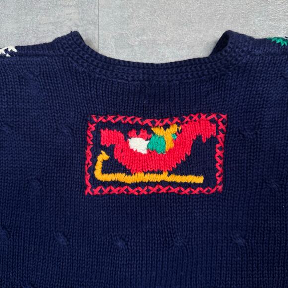 Vtg Signatures by Northern Isles Knitted by Hand Button Up Xmas Sweater WMSN M - Picture 9 of 9